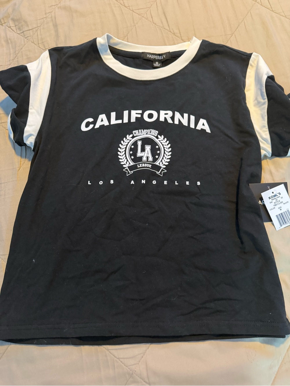 Harper Black and White 'California Los Angeles' Graphic Tee